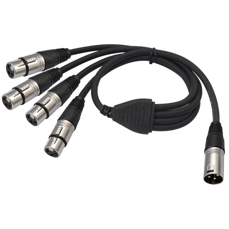 Professional XLR 3Pin Music Splitter Cable 0.6M Connect 4Devices XLR Y Splitter Cable For Recording Live Performances