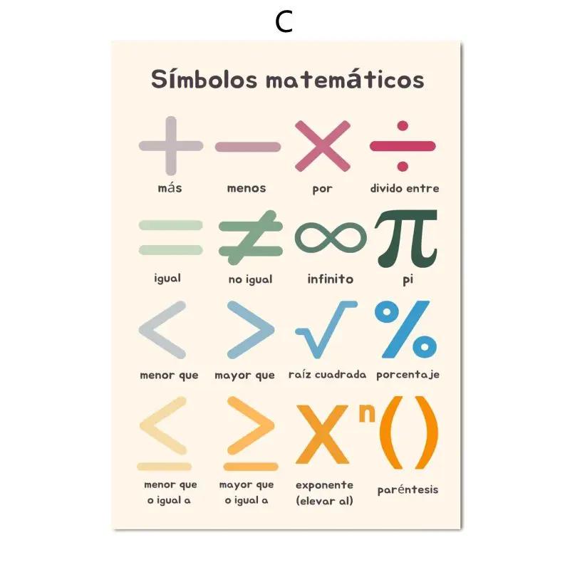 Boho Wandkunst Zahlen Alphabet Lernposter Spanisch Pädagogische Poster und Drucke Kinder Kleinkind Spielzimmer Dekor Leinwandmalerei