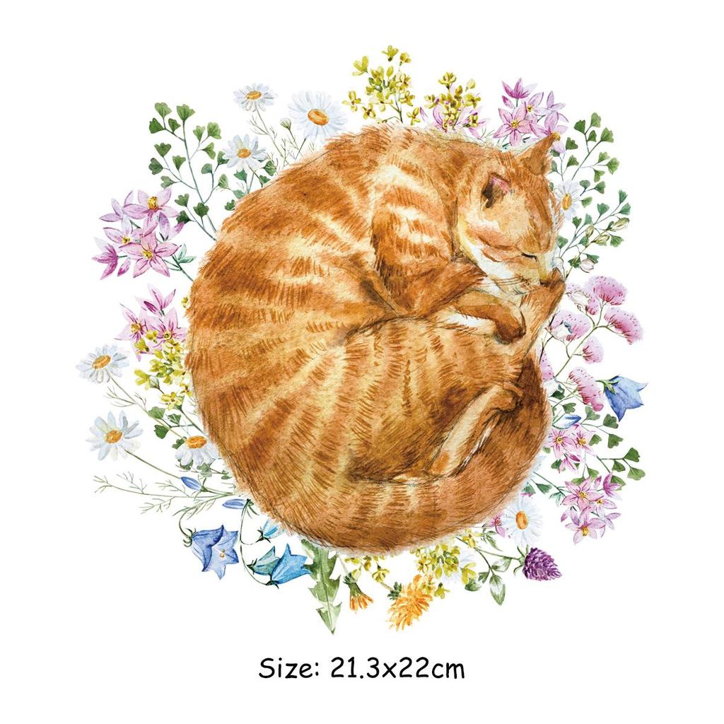 3D Cat Printing Heat Transfer Sticker Decals Clothes Stickers T-Shirt Heat Press Appliqued Diy Parches Ropa Iron On Patches