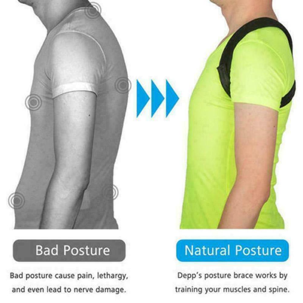 Black Adjustable Posture Corrector Body Brace Bad Back Lumbar Shoulder Support Belt Fitness Tools Women Men UK Unisex Soft