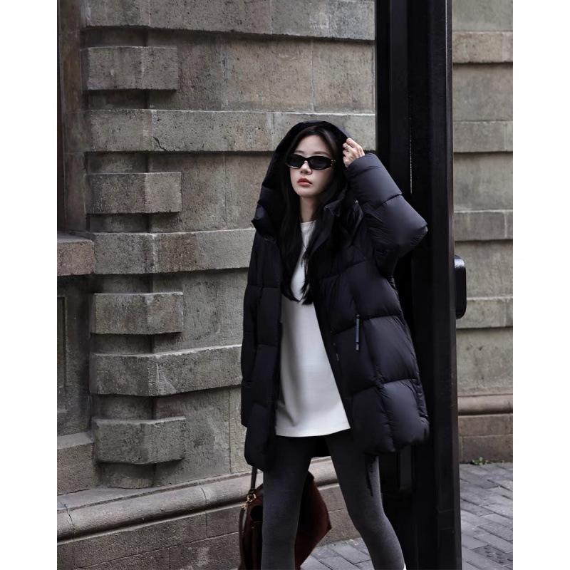Puff Medium and Long Down Cotton Clothes Women's New Winter College Style Loose Hooded Cotton Clothes Jacket
