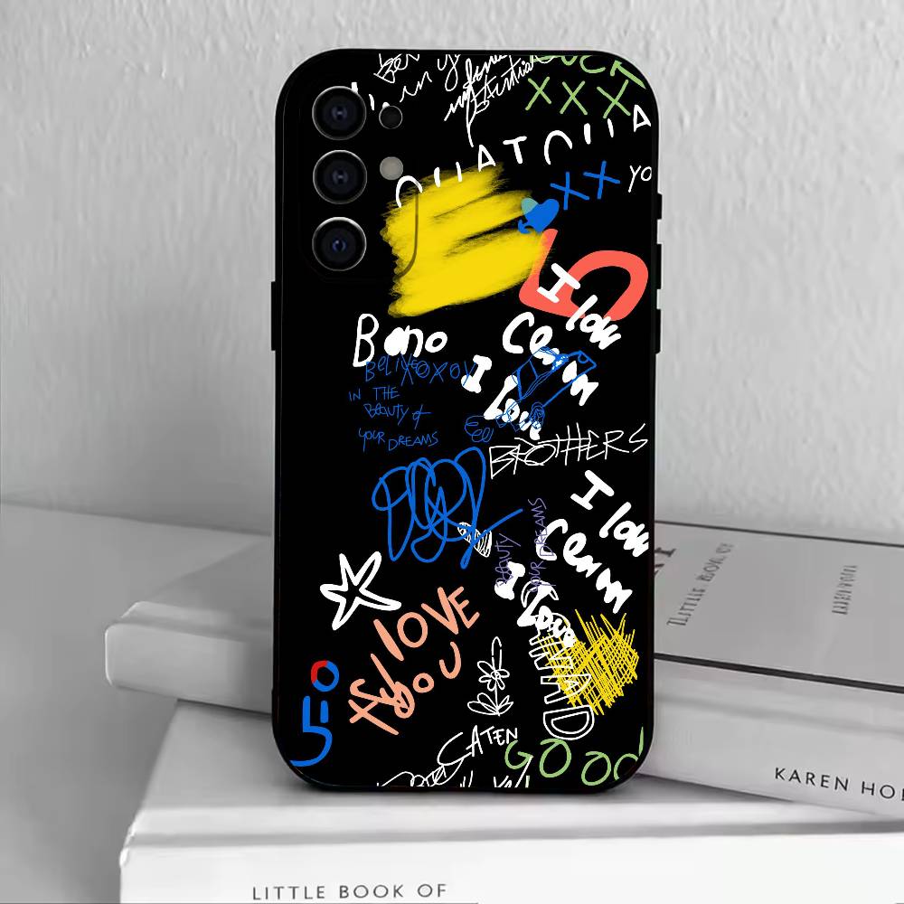 

D-Graffiti Characters Phone Case Black Silicone Soft For Samsung S25,S24,S21,S22,S23,S30,Ultra,S20,Plus,Fe,Lite Samsung S24