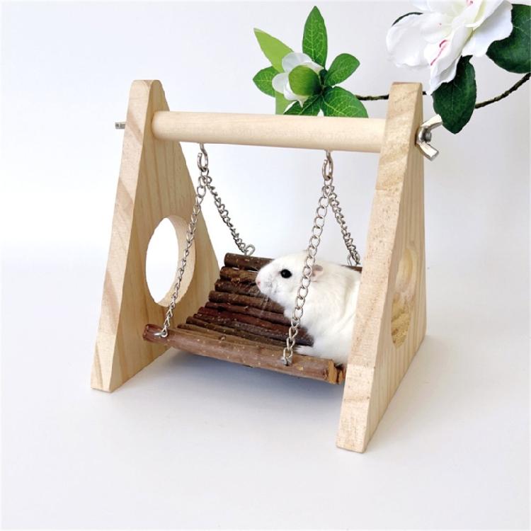 Pet Safe Hanging Wood Swing With Reinforced Iron Link For Parrots Stress Relief And Climbing Exercise