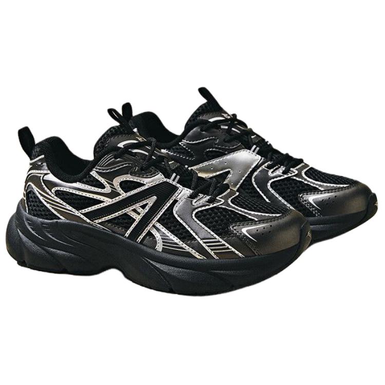 Anta Fashion Simple Galaxy Shock Absorption Non-Slip Breathable Low-Top Casual Shoes Women Sneaker Black Silver 122538896-5