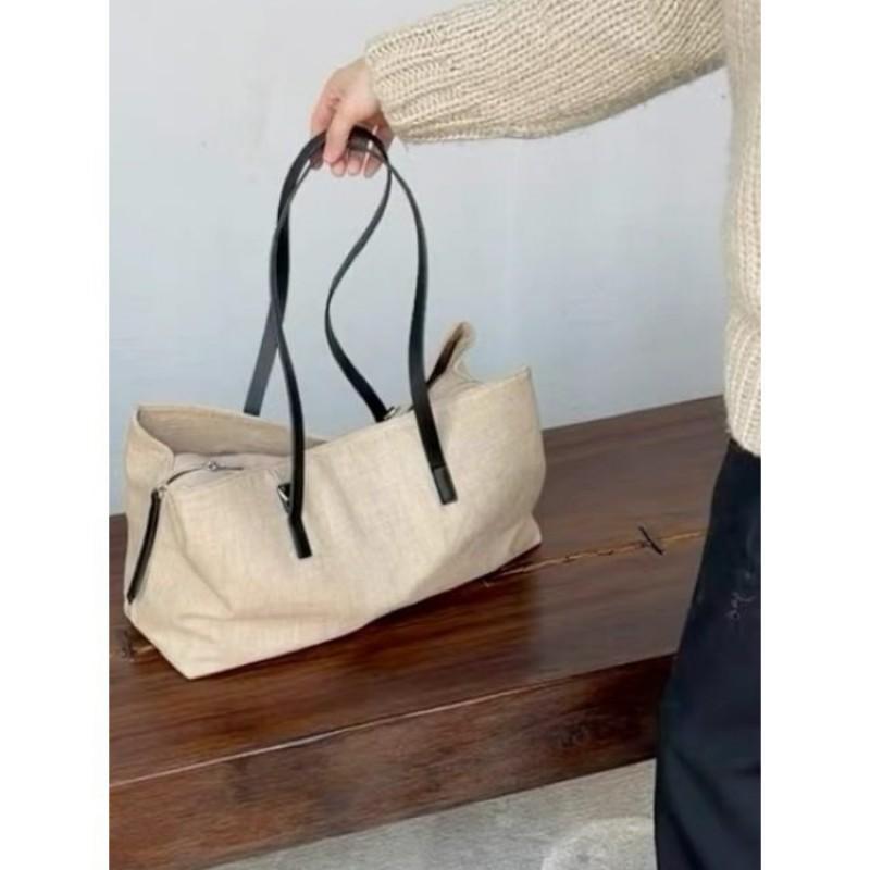 Womens 2026 Minimalist Linen-Style Faux Leather Tote Bag Shoulder Handbag Daily Use Neutral Beige Medium Size