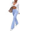 Damen High Waist Schlaghose Dehnbar Bauchkontrolle Bootcut Sport Leggings