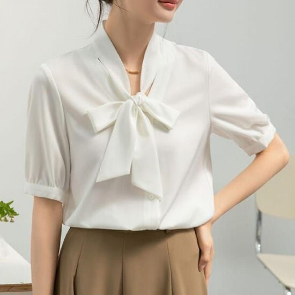 NaVaVa Women Ribbon V Neck Short sleeVe Blouse Nb2802