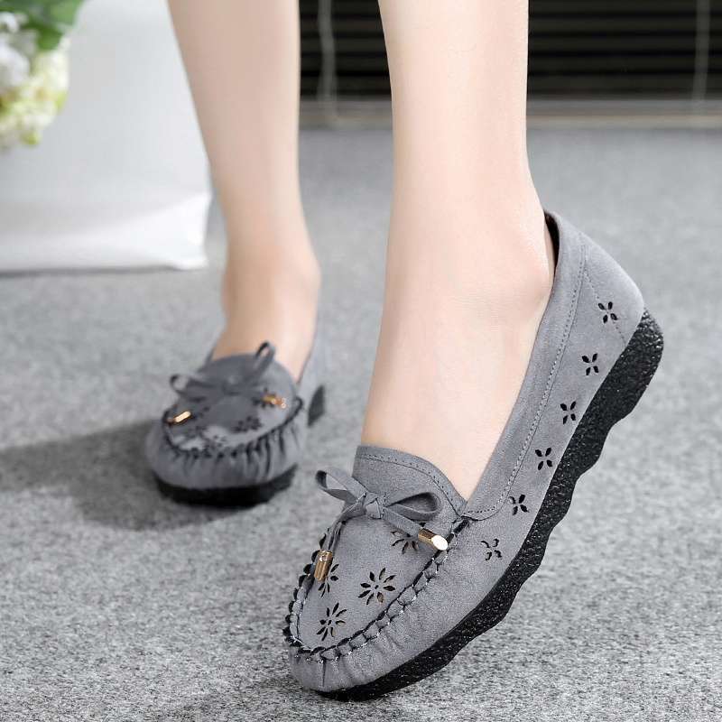 Spring and summer old north cloth shoes women's breathable mesh single shoes lace hollow soft sole women's shoes flat-soled beanie shoes maternity sh