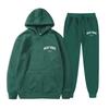 Men's And Women's Street Velvet Hooded Printed Sweatshirt Hoodie Trousers Suit