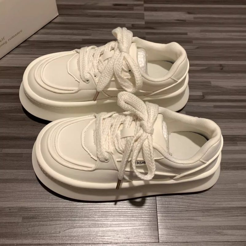 

Thick sole heightening new spring and autumn shoes casual sports board shoes big head bread shoes 35 белый