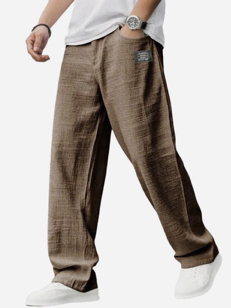 2026 Fashionable Men's Cotton Linen Casual Pants - Thin, Loose, Summer/Autumn Design with Logo