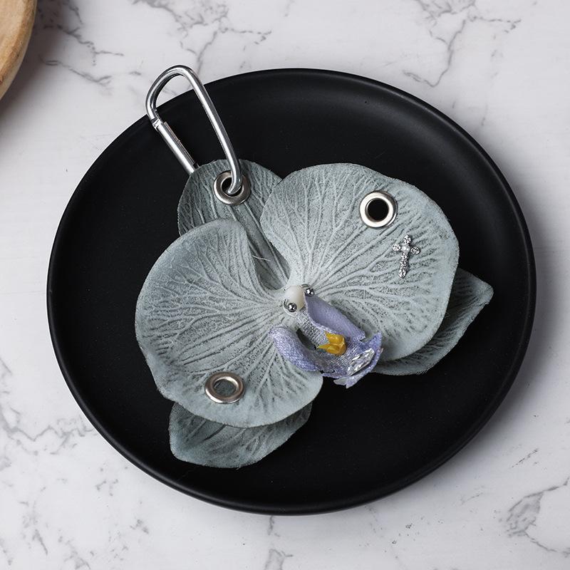 Sweet Creative Phalaenopsis Orchid Keychain Exquisite Simulation Flower Pendant Key Ring Handbag Hangings Decoration Gifts