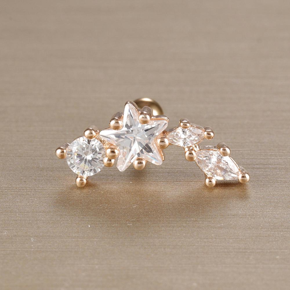 1 Stück 316L Edelstahl Geometrie Ohrstecker Für Frauen Mode Stern Mond Lappen Daith Helix Knorpel Ohrring Piercing Zirkon