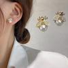 1 Pair Women Stud Earrings Bee Shape Faux Pearl Smooth Polish Lightweight Daily Wear Party Commute Dating Ear Studs Ear Jewelry