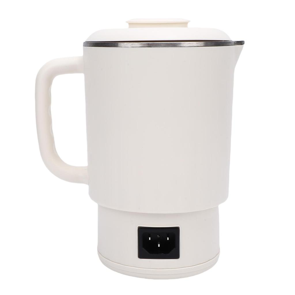 Portable Electric Kettle White 600ml Stainless Steel Interior Insulated Hot Water Kettle for Tea Coffee