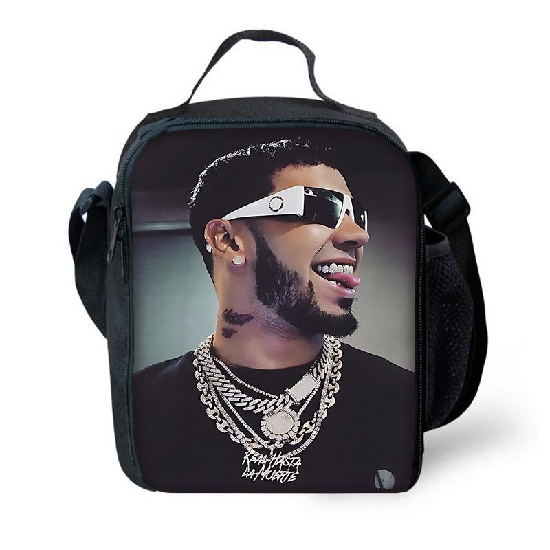 Fashion Hot Rapper Anuel AA Child School Backpack with Lunch Bags ,Pencil Bags ,School Bags for Boys Girls Best Gift