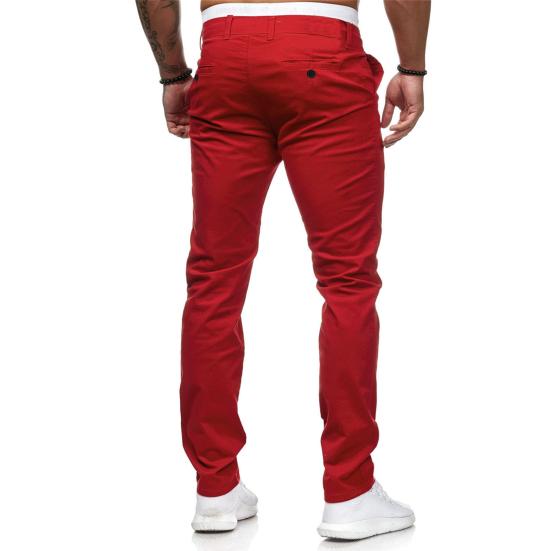 Herrenhose, mittlere Taille, Reißverschluss, Knopfverschluss, dünne Taschen, einfarbig, schmale Passform, weich, atmungsaktiv, lässig, knöchellang, Bleistifthose