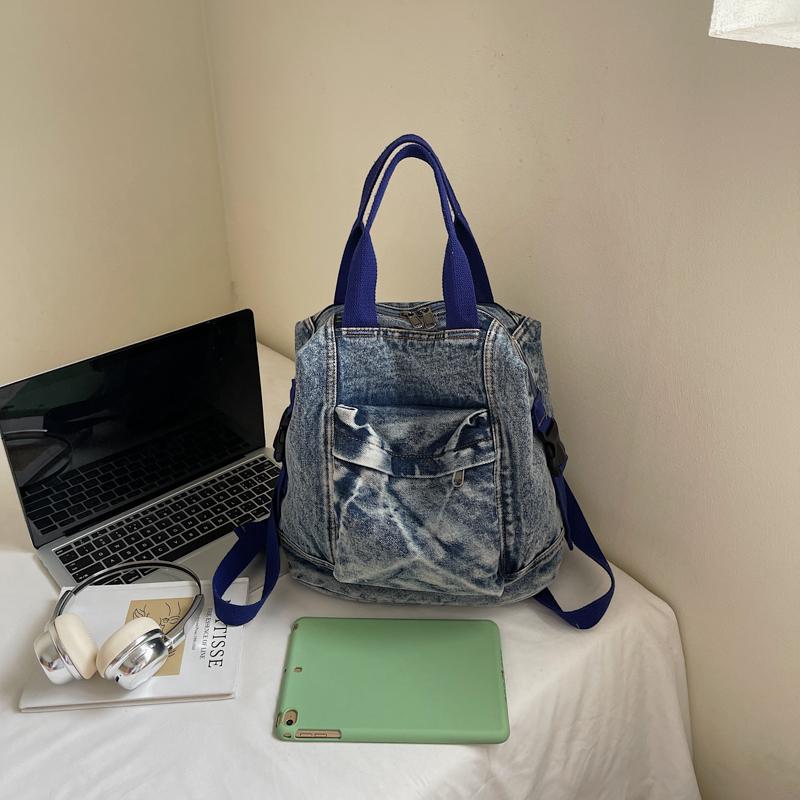 Jeans-Rucksack Damen Kleiner Rucksack Studenten-Schultasche Multifunktionale Handtasche
