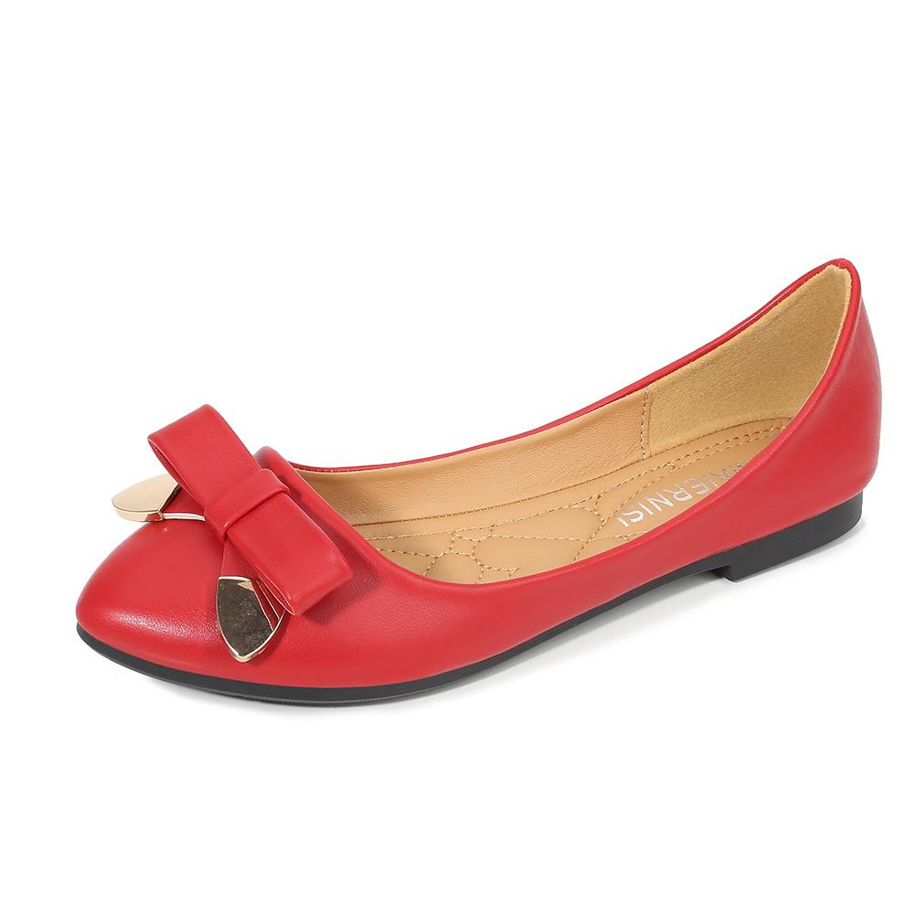 

Туфли-лодочки с острым носком, на плоской подошве, повседневные, с бабочкой и цветком, на плоском каблуке, туфли Doudou, женская обувь больших размеров 36 красный