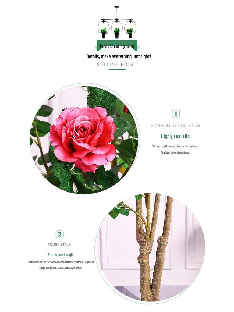 Artificial Potted Rose Peony Flower - Indoor Decorative Bonsai Plant