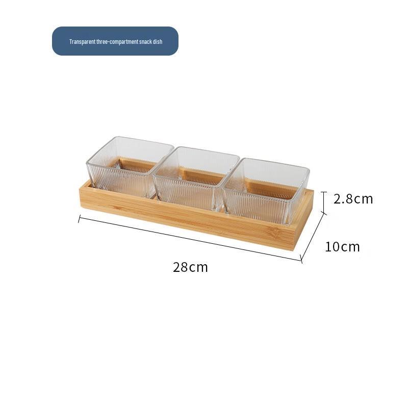 Qianxing Glass & Bamboo Snack Serving Set