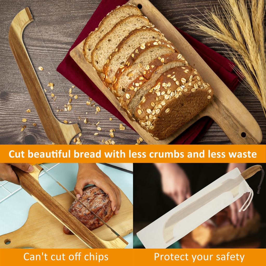 Brödskärkniv Bågbrödskärare Trähantag Brödbågskärare Baguette Baiji Tårta Deg Frukter Skärkniv Köksredskap