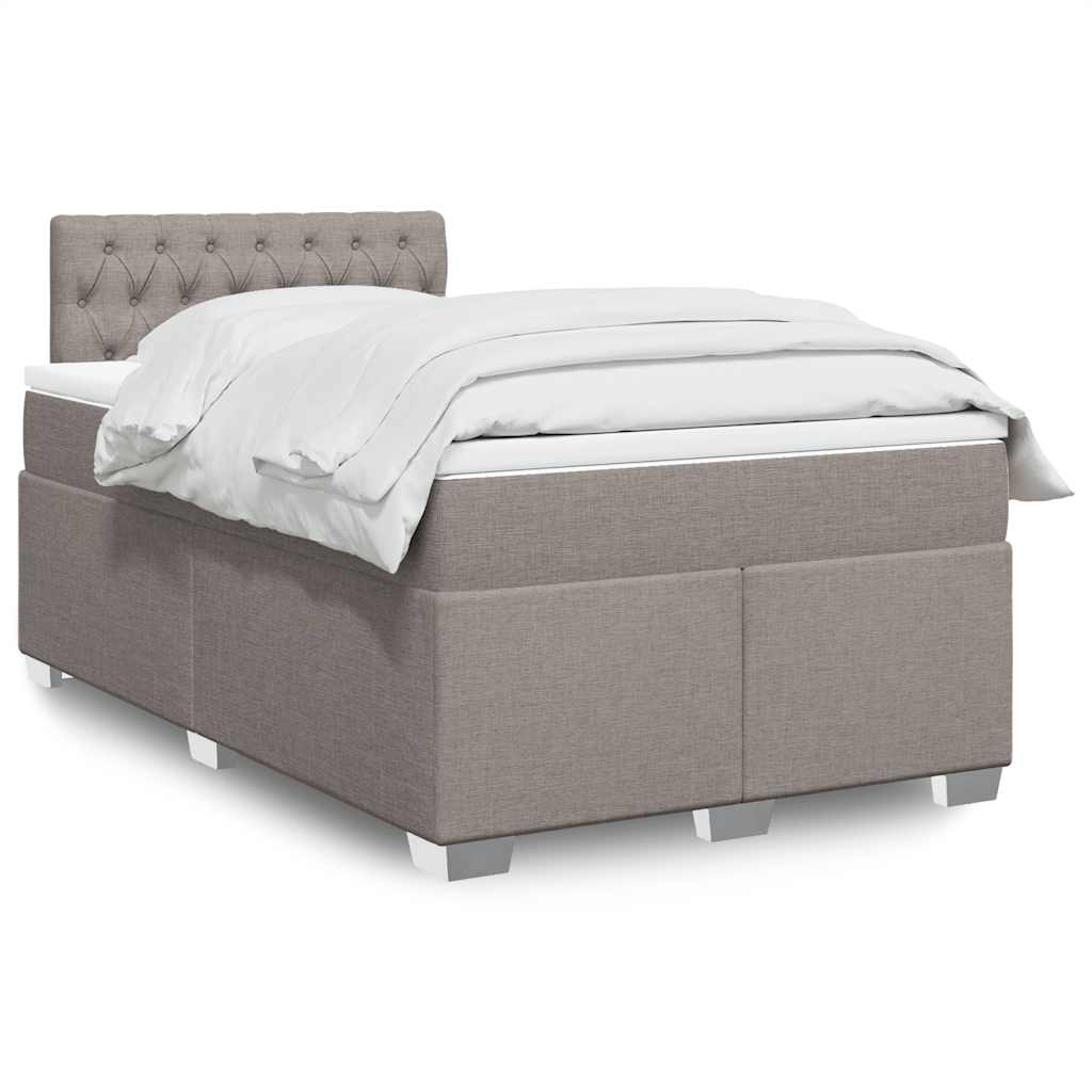 Vidaxl Łóżko Kontynentalne Z Materacem, Taupe, 120X190 Cm, Tkanina