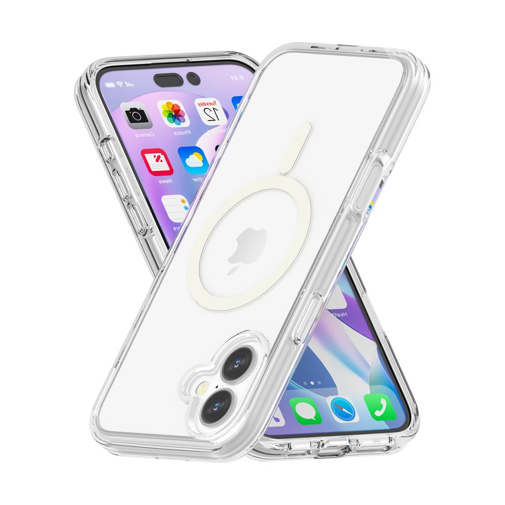 For iPhone 17 Magnetic Case Compatible with MagSafe PC+TPU Clear Phone Cover