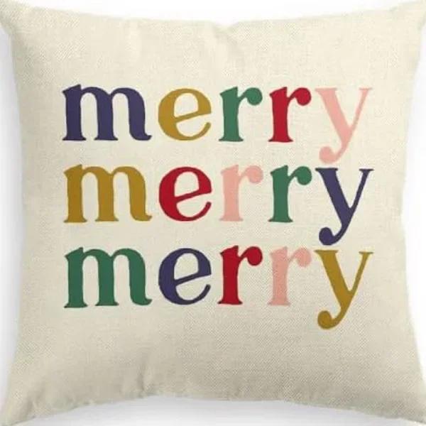 Merry Christmas Decor Cushion Cover 45x45 cm Pillow CaseCartoon Reindeer Santa Claus Printed Throw Pillowcase Linen Pillow Cover