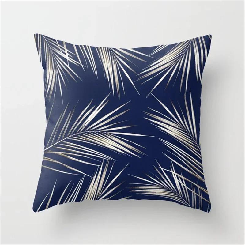 New Deep Blue Nordic Geometry Double-Sided Printed Pillow Cover Short Plush Suitable Living Rooms Bedrooms Throw Cushion Cover