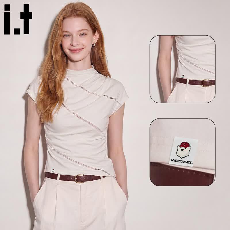 Chocoolateit Women s Stylish Slim-Fit Short Sleeve T-Shirt M белый