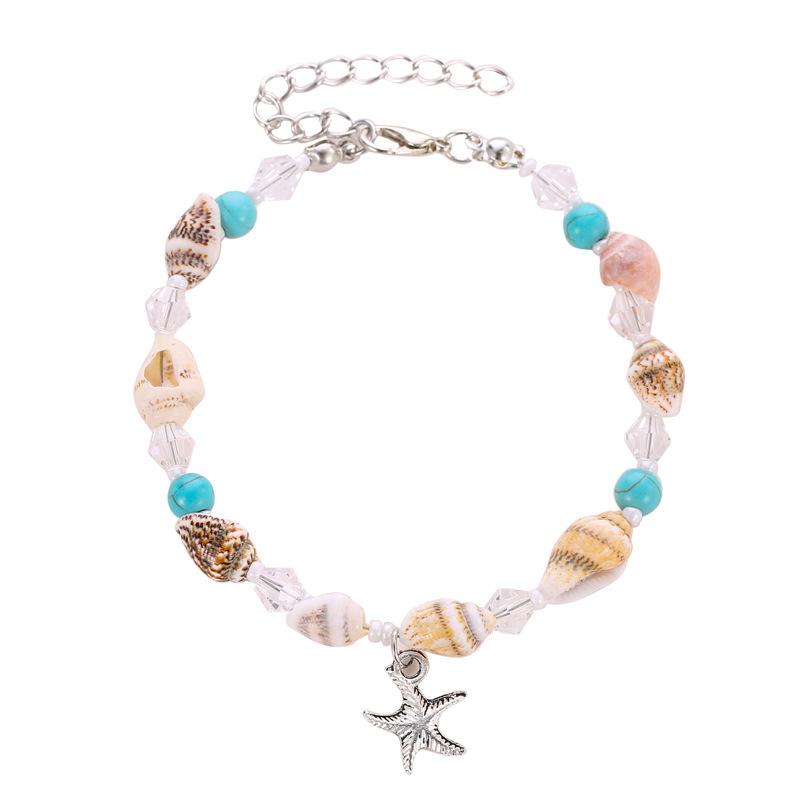 Bohemian Starfish Bracelet and Seashell Anklet Set - Ocean Beach Jewelry Collection