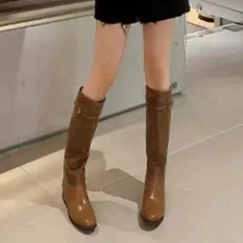 Módní kozačky nad koleno Dámské ploché Semišové Designové boty Zimní Dámský Trend 2024 Nové Elegantní Módní Sněhové Chelsea Vysoké Dámské Boty