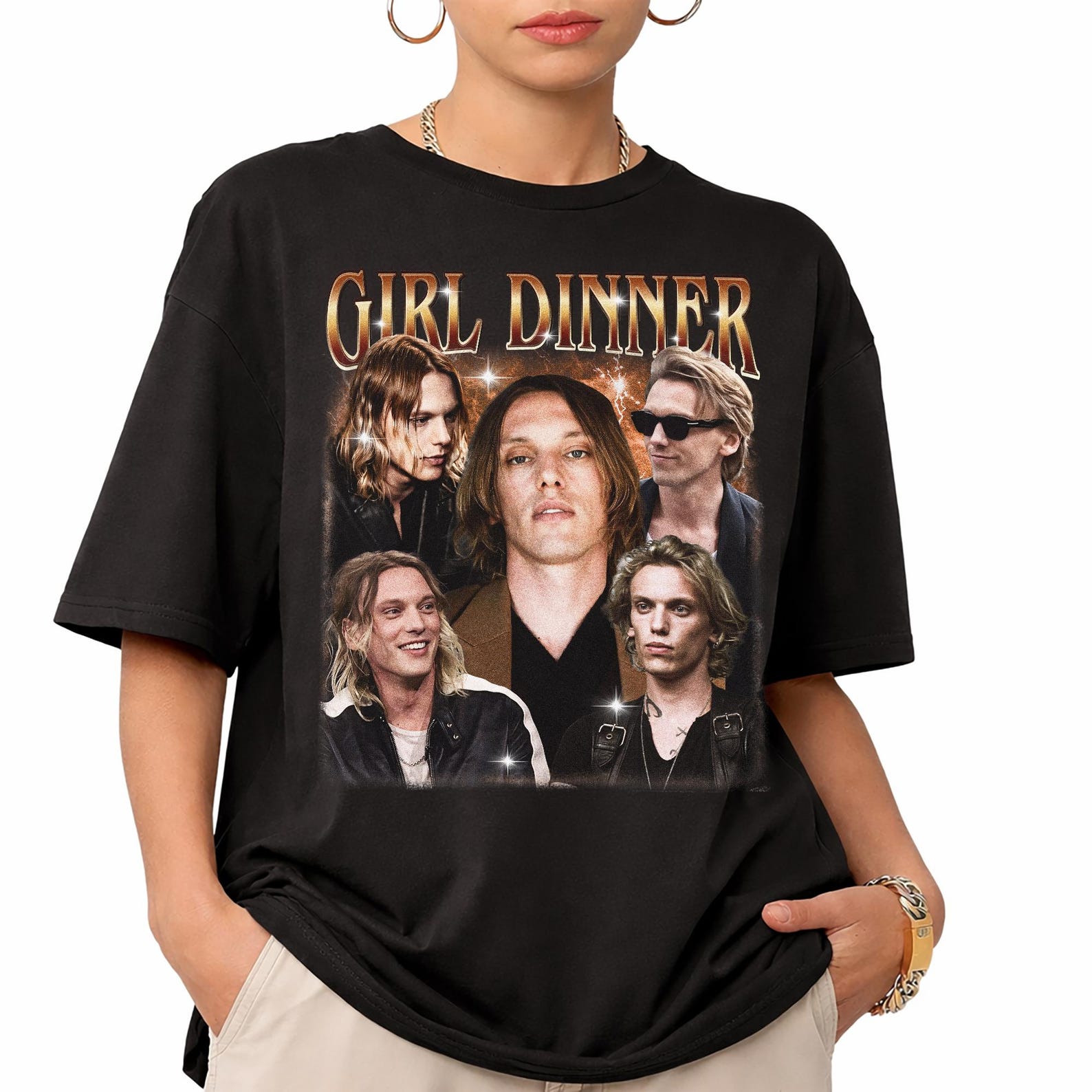 Comfort Colors Jamie Campbell Bower Shirt, Girl Dinner Bootleg Graphic Tee, Retro 90s Actor Merch, Jamie Campbell Fans Tee 3XL
