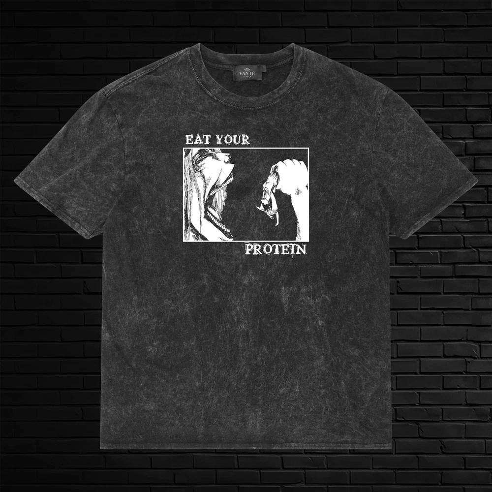 Eren Yeager Titan Gym Funny Anime TShirt Acid Wash Graphic Tee XL