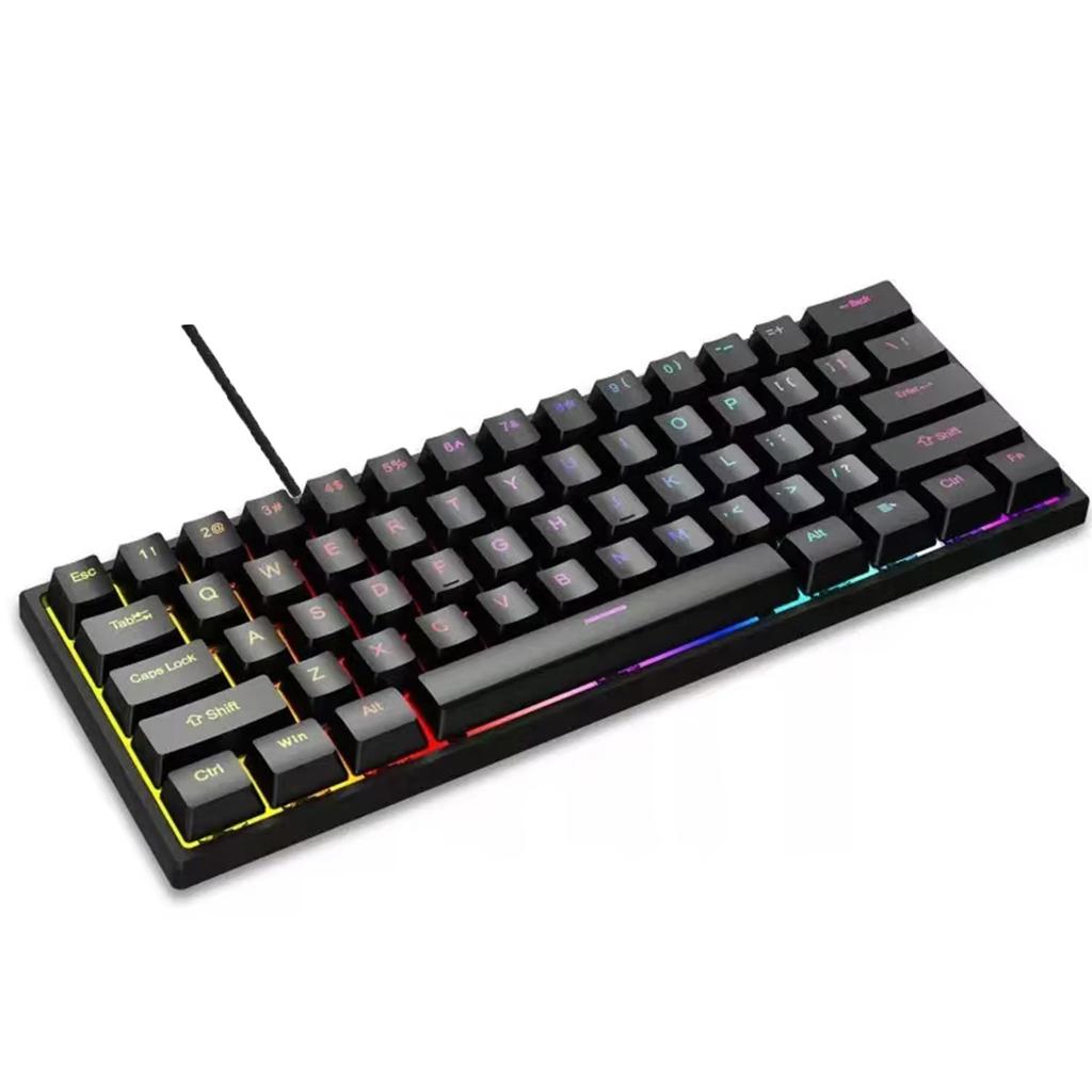 2025 New Mini 60% Gaming Keyboard, RGB Backlit 61 Key Ultra-Compact Keyboard,  Ergonomic Waterproof Mechanical Feeling Office