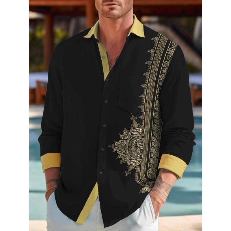 Men's Shirts, Button Down Shirts, Casual Shirts, Spring and Summer, Printed Long Sleeves, Daily, Fashionable, Comfortable