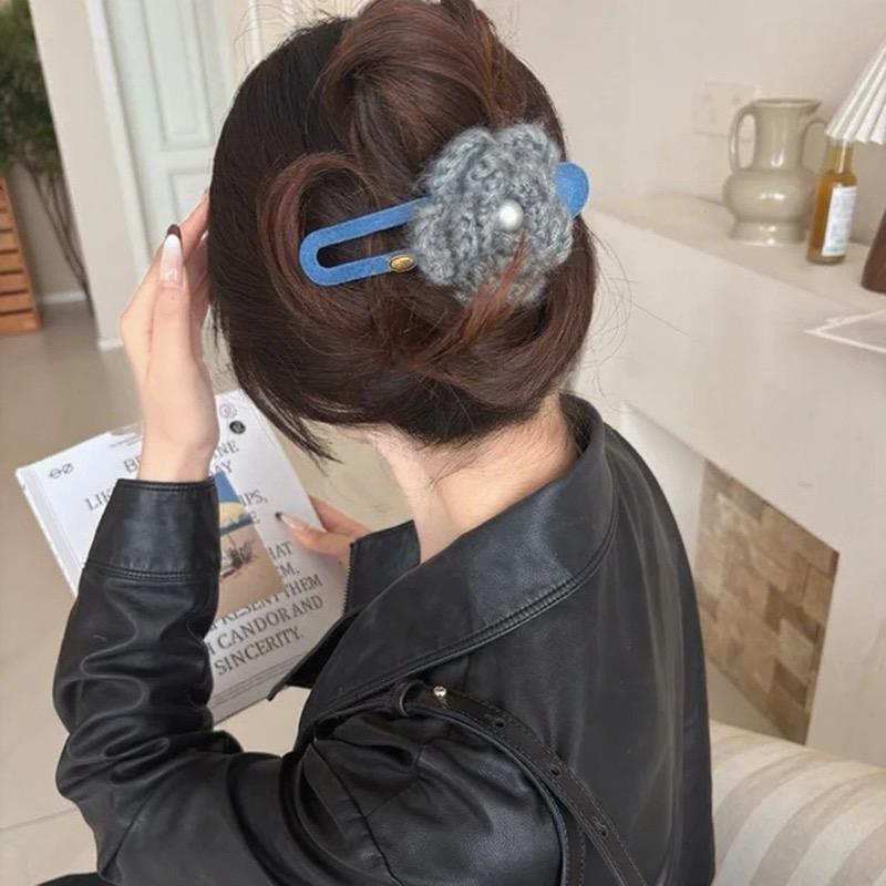 Statement Samt Blume Haarspange Haarnadeln Koreanisch Hinterkopf Haarspangen Haarklammer Haargriff für Frauen Haarschmuck Ornament