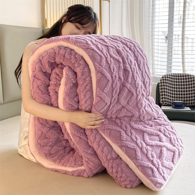 Double-Sided Quick-Heating Lambswool Fleece Winter Quilt for Single/Double Beds