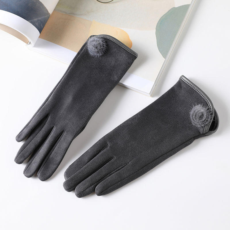 Women Winter Warm Breathable Padded Gloves Plush Cotton Gloves Cold Resistance Thickened Padding Bicycle Touch Screen Gloves