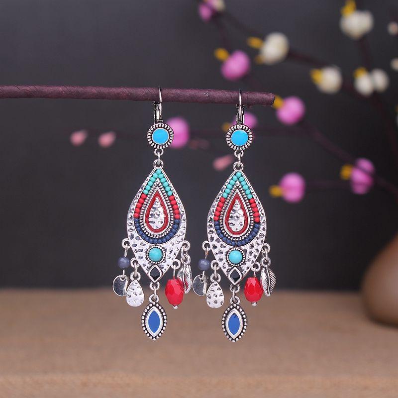 Bohemian Turquoise Owl Dream Catcher Tassel Earrings for Women