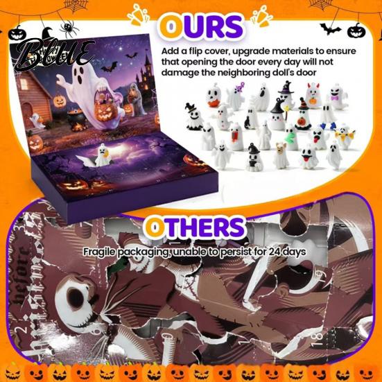 Countdown To Halloween Calendar Advent 2026, 24 Day Box with Figures, Gift Spooky Holiday for Kids, Party Decor & Daily Fun