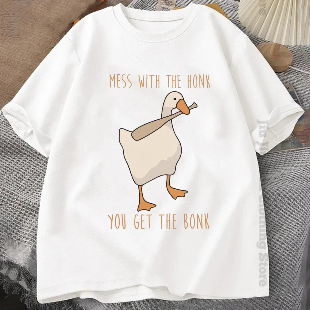

Літня мода Чоловічі футболки Funny Untitled Goose Game Tops Чоловіки Жінки Бавовняна вільна футболка Mess With The Honk You Get The Bonk T-shirt S