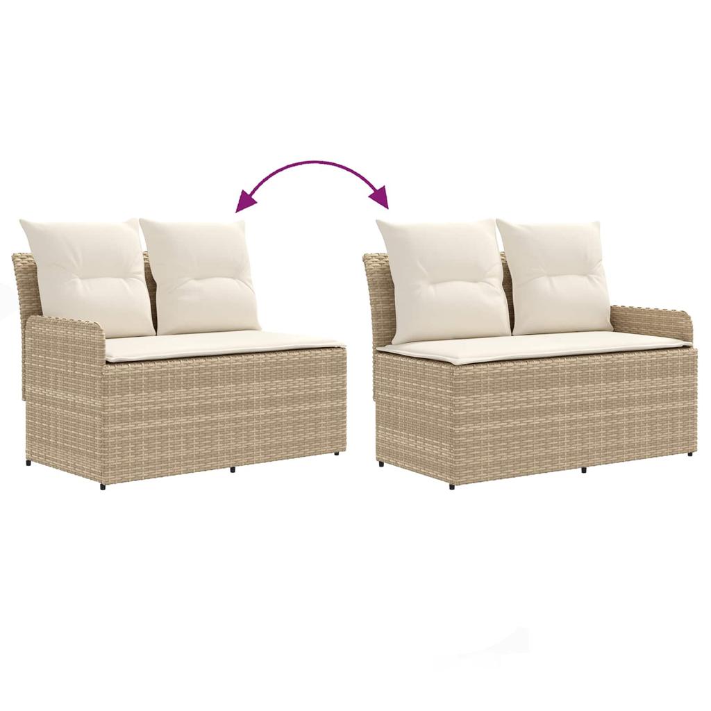 Garden Armchair Sofa with Corner Sofa 2 Pieces Beige and Cream PE Rattan