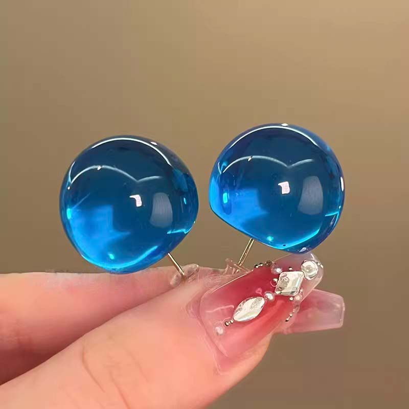 

Cute Jelly Colored Round Stud Earrings for Women Girls Fashion Acrylic Geometric Earrings Summer Sweet Jewelry Accessories