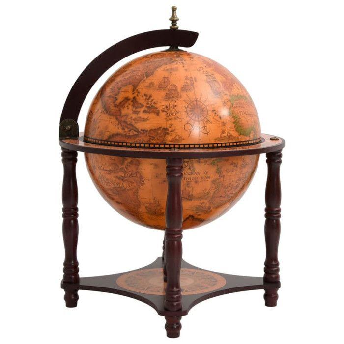 Support à vin bar forme globe Marron Bois d eucalyptus massif