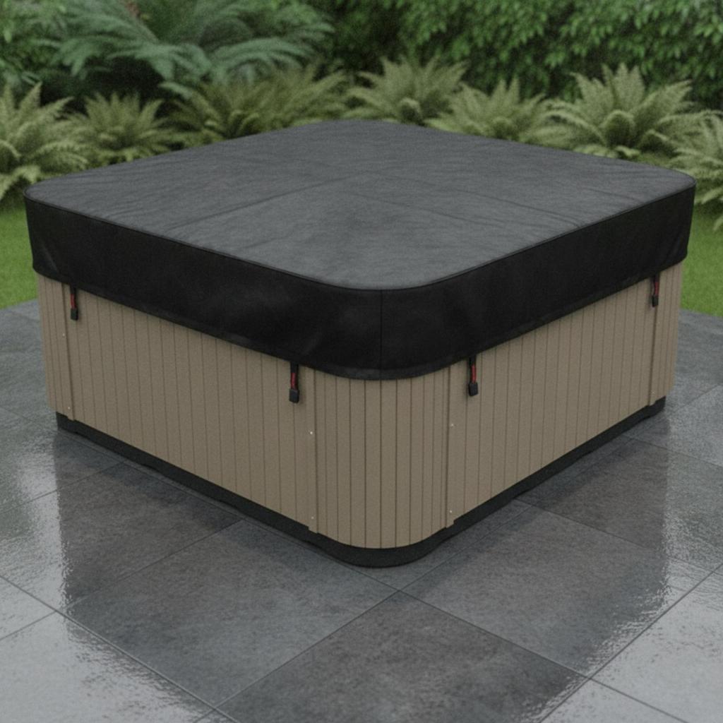 Square Spa Cover Waterproof Protector Windproof for Homeowners, Backyard, Garden, Poolside