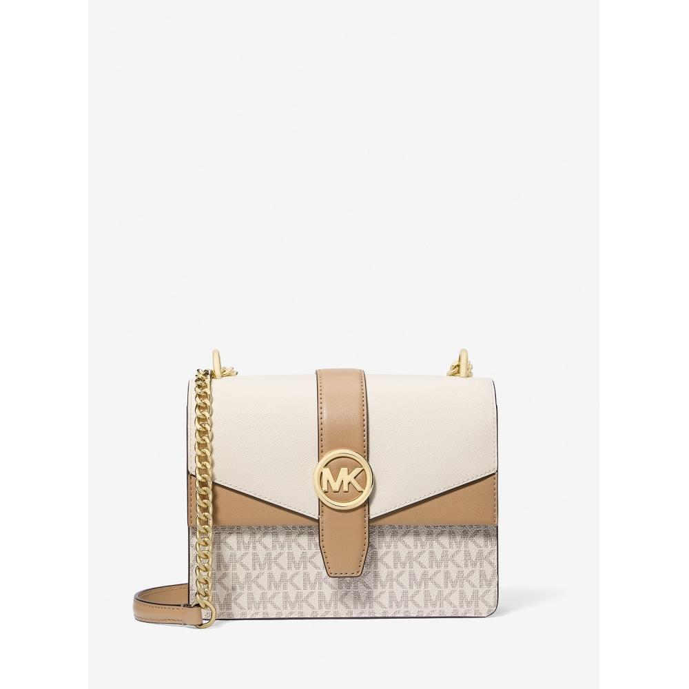 

Michael Kors Greenwich Color Block Crossbody Small Mk Signature 35s5ggrc1b2605 Light Cream Multi F