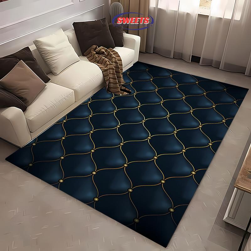 Donkerblauw Diamantpatroon Luxe Vloerkleed Glanzend Modern Tapijt voor Woonkamer Kantoor Slaapkamer Antislip Vloermat Huisdecoratie 80x120cm(31x46in)