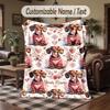 Cute Bear Friends Cafe Theme Throw Blanket Custom Name Text Personalized Blanket Soft Cozy Blanket for Home Sofa Bed